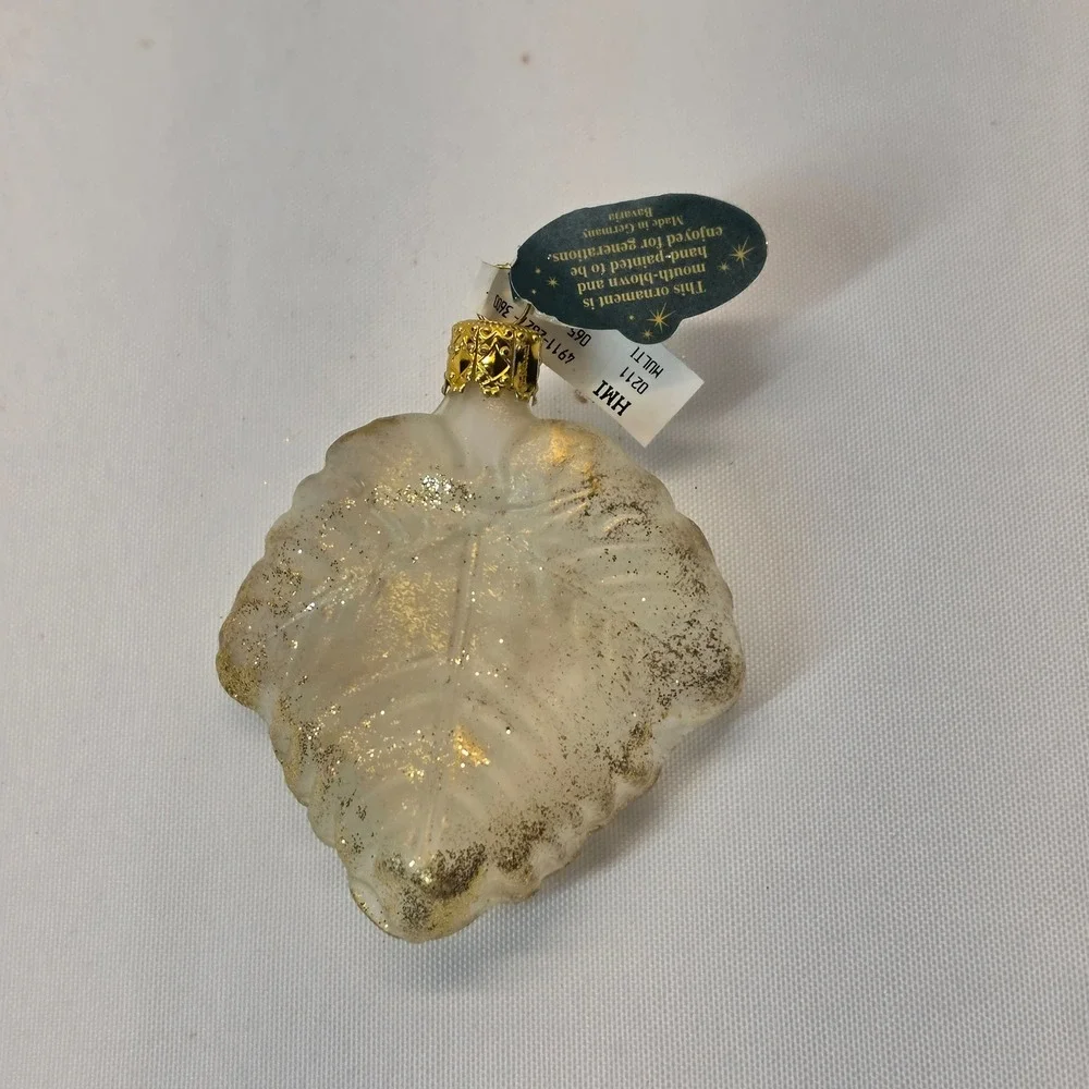 Christborn Ornaments Gold New Glass Angel Leaf Finial 3pc Set Germany
